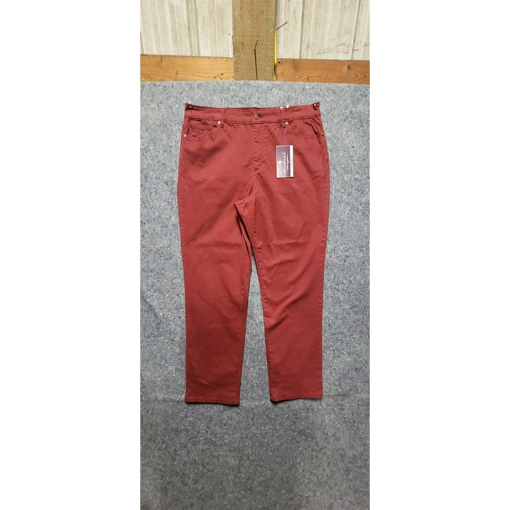 Gloria Vanderbilt Womens Burnt Red Amanda Slim Leg Flawless Stretchโ Size 16
